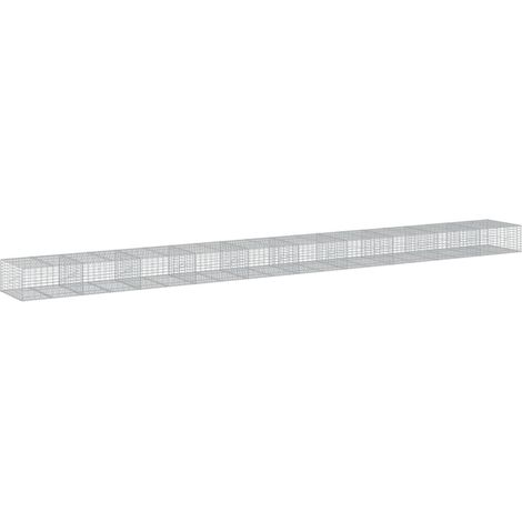 Gabbione recinto a gabbia muro di contenimento con coperchio 1000 x 100 x 50 cm ferro zincato argento 020040114