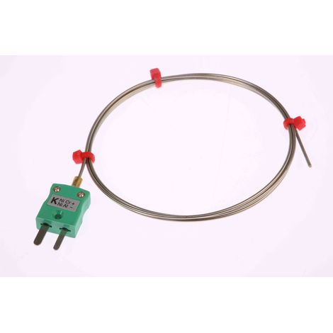 Thermocouple type K Ø 1mm, L 500mm, +750°C max à Fiche mâle miniature ( Prix pour 1 ) (1/3)