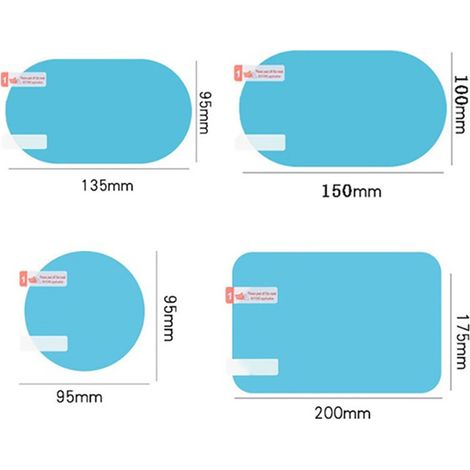[Yuexinghui] Packung mit 2 wasserdichten, beschlagfreien, reflektierenden Autofolien, Rückspiegelschutzfolie (95 x 95 mm) (1/3)
