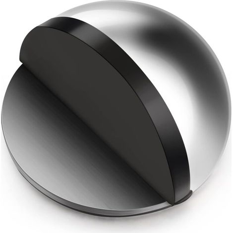 XEPHO Butée de porte autocollante ovale en acier inoxydable, protection murale en demi-lune avec colle pour sol dur et verre (1 pièce)