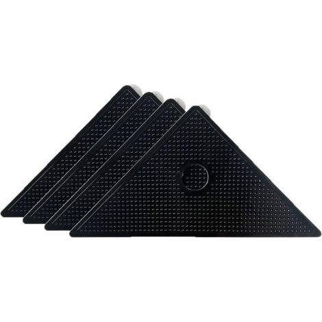 Lot de 8 patins de fixation triangulaires antidérapants réutilisables et lavables avec gel PU de qualité supérieure pour grands tapis lourds sur parquets stratifiés à la maison ou au bureau Noir (8 (1/5)
