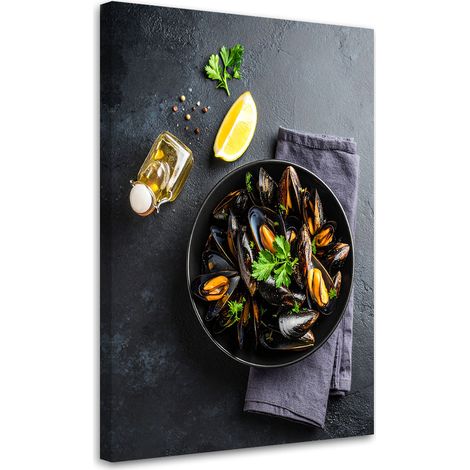 Tableau déco Fruits de mer moules 40x60 (1/4)