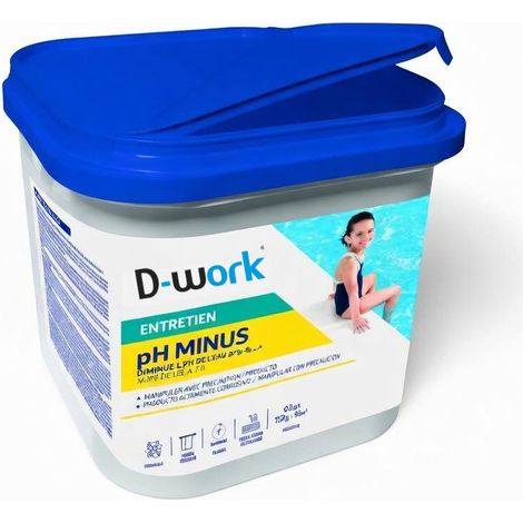pH Moins Pour Piscine en Poudre 5 kg - Régulation Facile et Efficace du pH - D-Work (1/3)