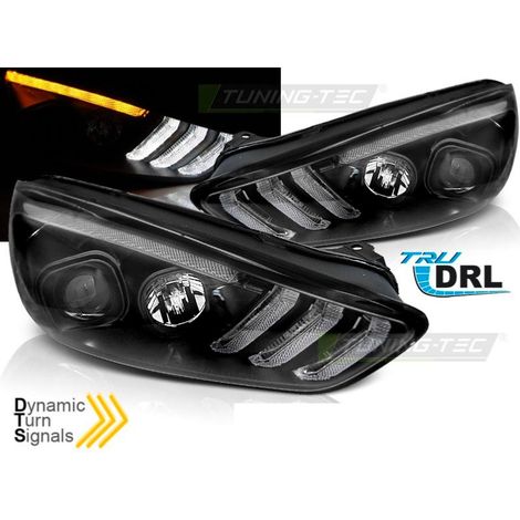 Paire de feux phares Ford Focus 15-18 LED LTI DRL noir-31067988 (1/4)