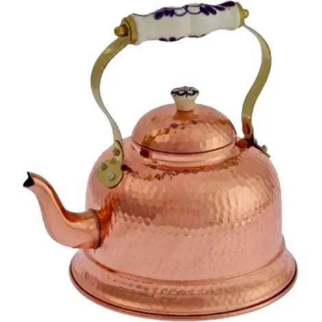 Bouilloire cuivre martelé poignée porcelaine 1,5L chauffe rapide