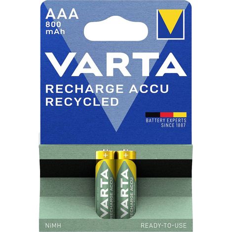 Varta RECH.AC.RECYC.AAA800mAh BLI2 Pile rechargeable LR3 (AAA) NiMH 800 mAh 1.2 V 2 pc(s) X013231 (1/3)