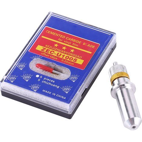 15 lames de coupe en acier tungstène pour traceur, angles 30°, 45°, 60°, avec porte-lame (1/5)