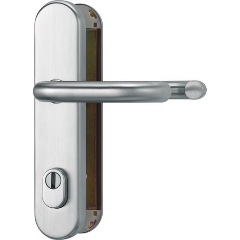 Ferrure de porte en acier inoxydable avec protection du cylindre et poignée des deux côtés ronde (1/5)