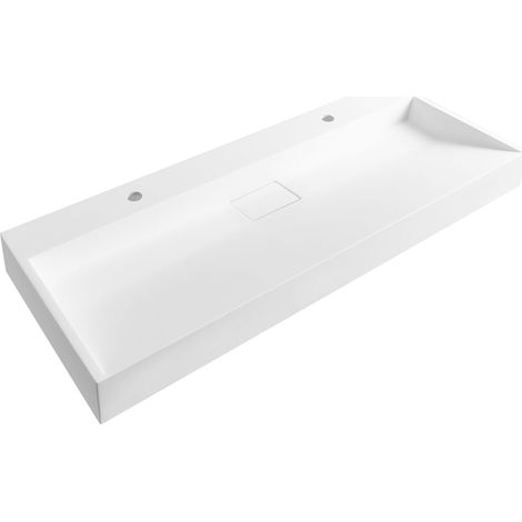 Wall Hung Double Basin QUENKO 1200 x 460 mm Mineral Cast White (1/5)
