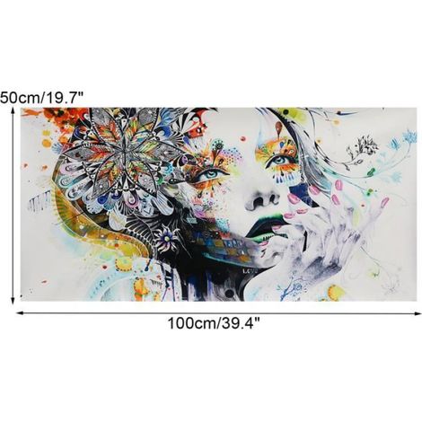 Peinture à Huile Tableau de Toile Art Abstraite Fille - Sans cadre - 100 x 50 cm (1/4)