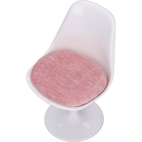 Chaise de bureau pour maison de poupée, en ABS blanc et rose, pieds ronds, style décontracté, pivotante, sans accoudoirs, pour maison de poupée à l'échelle 1:6 (1/5)