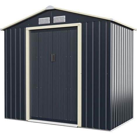 Caseta de jardín metálica 213 x 127 x 195 cm con puertas correderas diseño moderno y ventilación acero gris 200019627