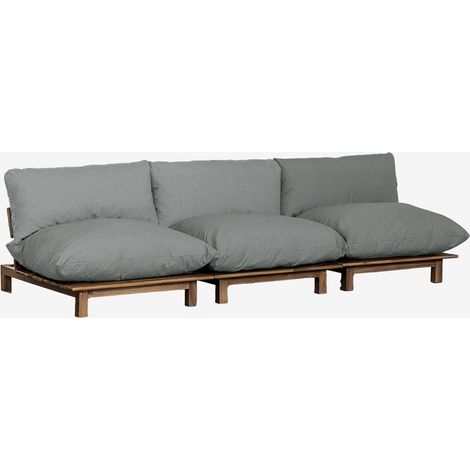 Canapé inclinable modulaire 3 pièces Brina en bois d'acacia SKLUM Gris Anthracite