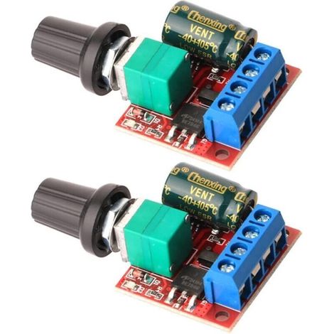 2 Pièces Mini Moteur Contrôleur de Vitesse, PWM Regulateur de Vitesse, DC 5V-35V 5A Réglable PWM Commutateur, 6V 12V 24V Interrupteur Variateur de Vitesse avec Indicateur LED (1/5)