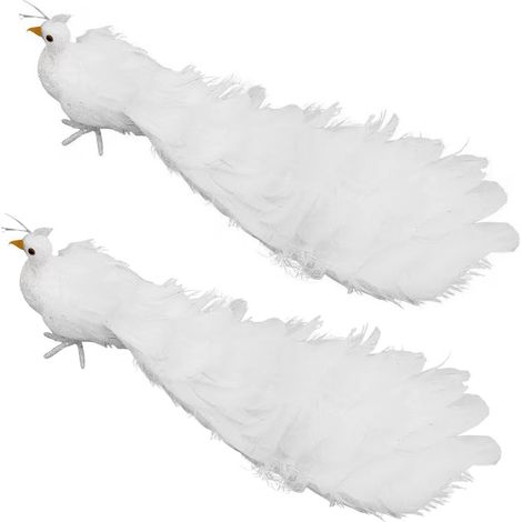 Décoration Jardin Paon Simulé + 2 Paons Plumés en mousse + Taille 37cm par 12cm par 13cm pour Décor de Fenêtre et Paysage de Cour (1/5)