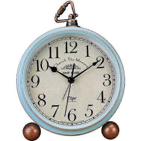 Réveil rétro silencieux à piles, horloge numérique à quartz en métal pour la maison et la chambre (1/5)