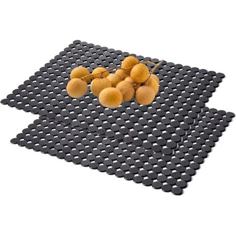 Lot de 2 Tapis de Protection pour Évier en PVC Écologique Noir, 30 x 40 cm, Grille d'Égouttement Antidérapante et Résistante à la Chaleur, Accessoire de Cuisine pour Protéger le Fond de l'Évier