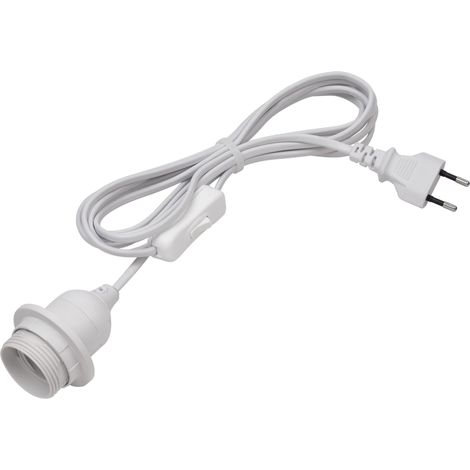 Douille E27 3,5 m - Blanc - Avec interrupteur marche/arrêt - Idéal pour les projets de bricolage - Convient pour les lampes sur pied et suspendues - Suspension de lampe avec interrupteur (1/5)