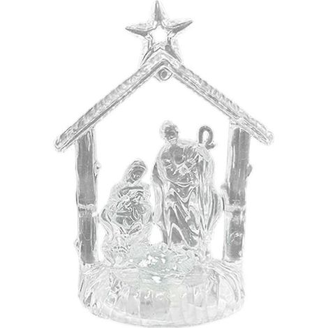 Crèche de Noël en acrylique, décoration lumineuse LED colorée et élégante pour les fêtes. (1/4)
