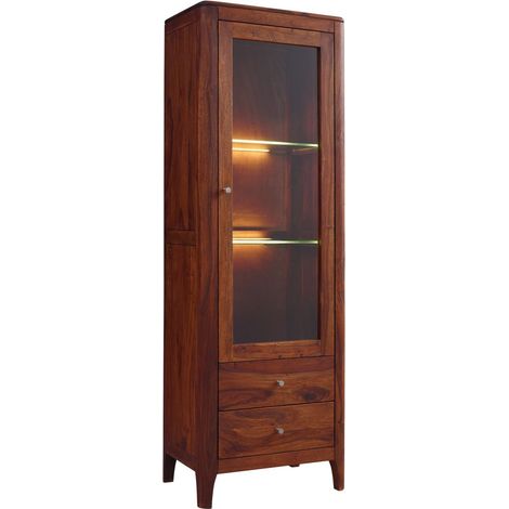 vetrina in legno di Sheesham / palissandro 60x40x178 Noce oliato BROOKLYN 26