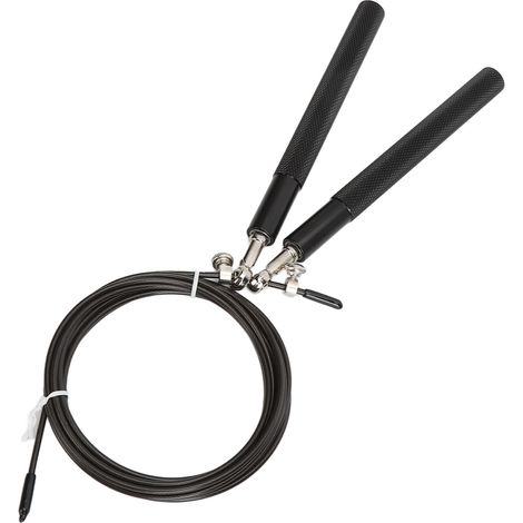 Corde à sauter rapide avec roulements à billes pivotants à 360° pour femmes, hommes et enfants, entraînement à domicile, noir (1/5)