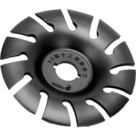 Disque à modeler pour meuleuse d'angle, 12 dents, acier inoxydable, 95 mm, noir, pour le travail du bois. (1/5)