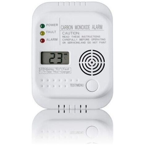Batteriebetriebener Kohlenmonoxidmelder, Gasdetektor mit Display und Temperaturanzeige.