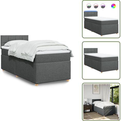 The Living Store Boxspringbett mit Matratze Dunkelgrau 80x200 cm Stoff - Boxspringbett - Doppelbett - Bettenrahmen - Schlafsystem - Liegekomfort (1/5)