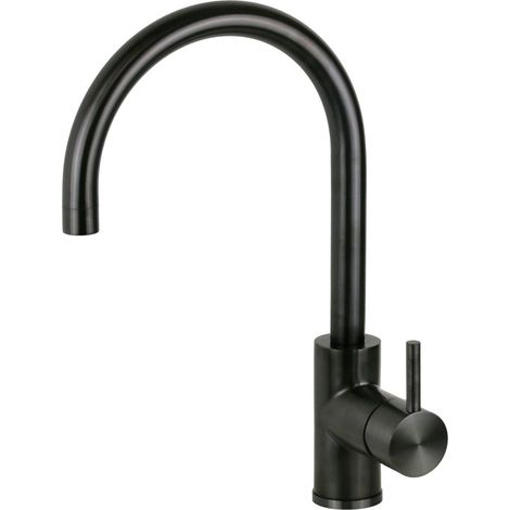 Mitigeur d'évier de cuisine en acier inoxydable couleur bronze avec bec rond réglable Pollini NF0005B  Gunmetal (1/5)