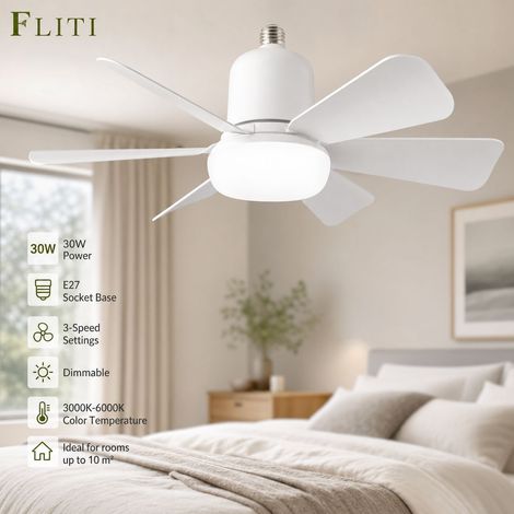 30-W-LED-Deckenventilator, dimmbar – 3 Geschwindigkeitsstufen – E27-Fassung – Farbtemperatur 3000 K bis 6000 K – Für Räume bis zu 10 m² (1/5)