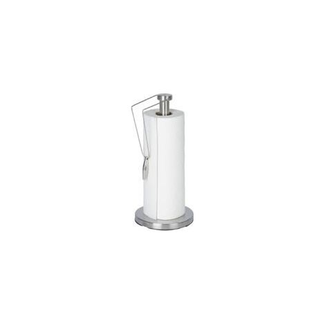 Paper towel holder, vertical paper towel holder with support bar, stainless steel, Ø 15x33 cm, matte silver