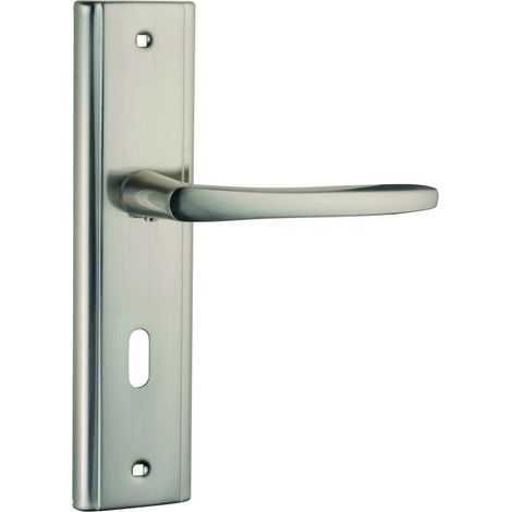 Set maniglie ELIADE per porta interna, foro chiave, quadro 8 mm, interasse 170 mm, nichel satinato – THIRARD (1/2)