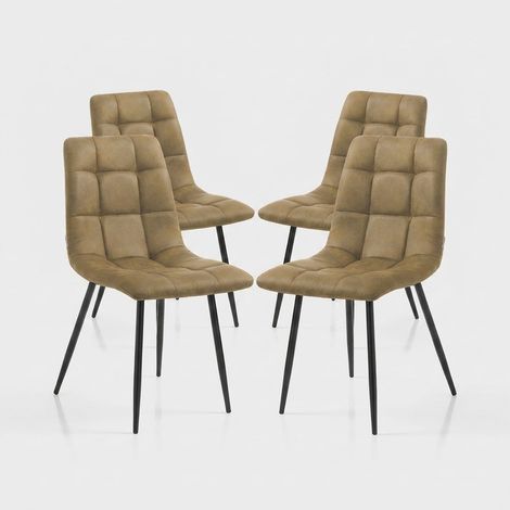 Set 4 sedie imbottite in tessuto velluto vintage Amelie Old - Tortora (1/5)