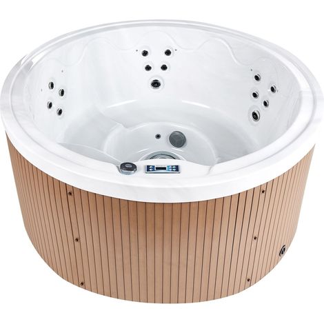 Spa d'Extérieur en Acrylique 5 Places Effet Marbre avec Chauffage LED Blanc Marfil