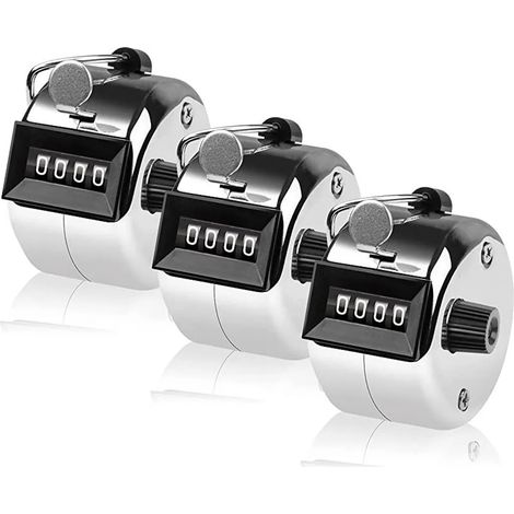 Lot de trois compteurs manuels métalliques quatre chiffres pour comptage de personnes golf et tricot accessoire pratique (1/5)
