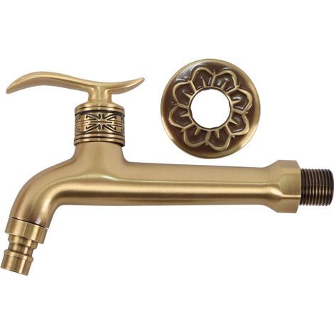 1/2 Inch Long Antique Brass Cold Water Tap for Bathroom Mopping Pool Washing Machine and Garden Decor (1/5)
