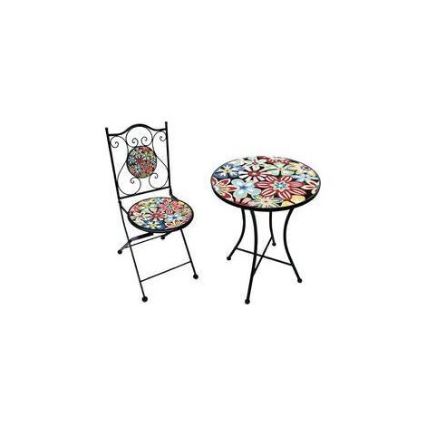 C SET TAVOLO TONDO MOSAICO C/2 SEDIE ANTIBES