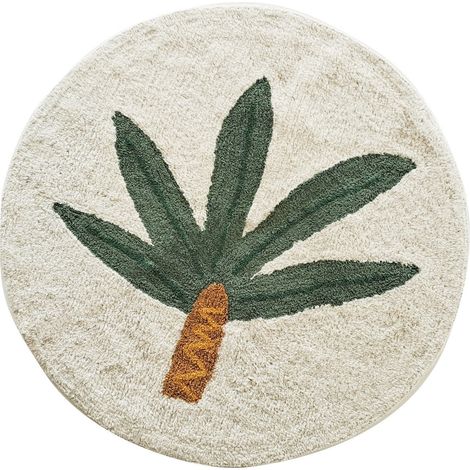 Tapis enfant rond palmier en coton 80x80cm (1/4)