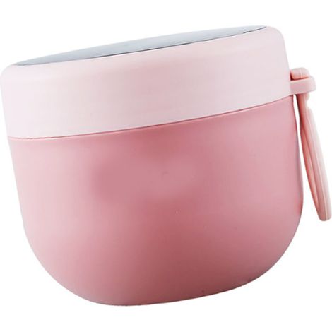 Tasse Petit-déjeuner Isotherme 304 Inox Couvercle Cuillère Pot Soupe Lait Récipient Bouillie Portable École Bureau Rose (1/5)