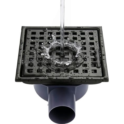 Quadratischer Duschablauf 15 x 15 cm, 360°-Siphon mit Geruchssperre und Haarsieb, Ablaufrinne aus Edelstahl, sehr flacher Boden- und Duschablauf (1/5)