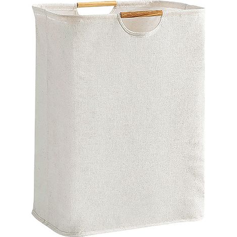 Grand panier à linge pliable et imperméable avec poignée en bois pour la maison et la salle de bain, taille S (40 cm). (1/5)