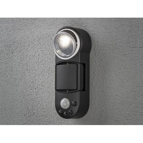 LED Außenwandleuchte PRATO mit Bewegungsmelder & Batterie, Schwarz, H: 26cm (1/5)