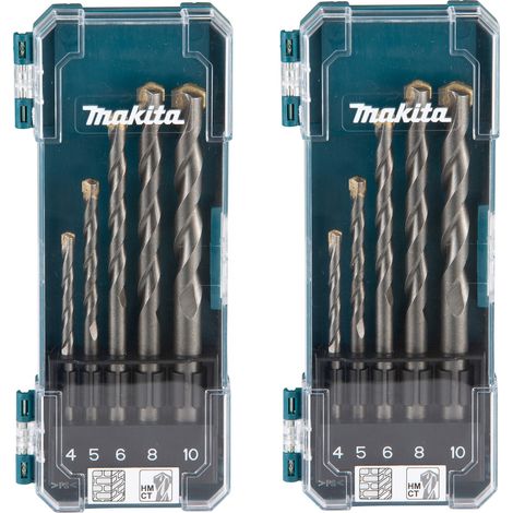 Makita D-72877 5 Piece Straight Shank TCT Masonry Drill Bit Set 4 5 6 8 10mm x 2 (1/3)
