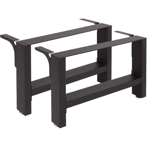 Wiltec Tischbeine aus lackiertem Stahl 2er Set 64x40cm Vierkantrohre pulverbeschichtet Tischkufen Tischgestell Tischuntergestell