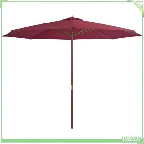 Parasol d'extérieur - FAFEICY - 44531 - 350 cm - Bordeaux - Mât en bois (1/4)