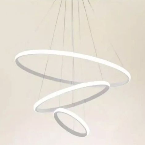TRADE SHOP - Lampadario Sospeso Led 100w 3 Cerchi Pendente Anelli Bianco Luce 4000k Moderno 50262 -