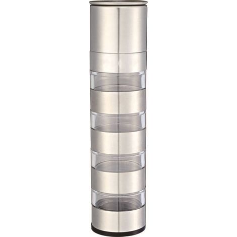 Tarro para especias 4 en 1, mini tarro para especias para acampar, tarros portátiles para especias de viaje, almacenamiento de especias de acero inoxidable para la cocina (1/4)