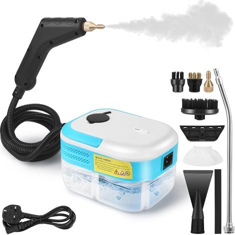 Portable steam cleaner, 1200W power, featuring a 1200ml large-capacity water tank, high-pressure steam cleaning function, with 7 accessories included. Suitable for cleaning kitchen furniture, floors, (1/5)