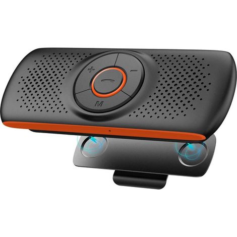 Kit mains libres Bluetooth pour voiture, portable, avec GPS, musique, réduction du bruit, support solaire, compatible avec 2 téléphones portables (136 x 53 mm, monobloc). (1/4)