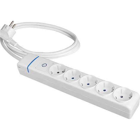 Verlängerungskabel mit 5 2-poligen + Erdungssteckdosen, 16A 250V, mit Lichtschalter. 1,5 m Kabel H05VV-F 3G1,5mm². 8015pil Solera (1/2)